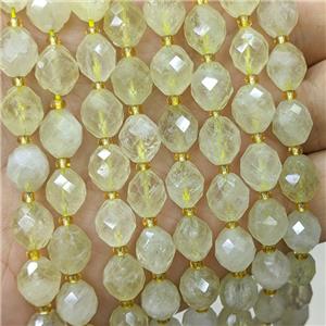 Natural Lemon Quartz Rice Beads Faceted Olive, approx 8-10mm [GB23825]