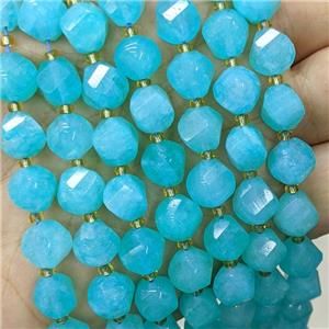 Aqua Jade Twist Beads Dye, approx 9-10mm [GB23826]