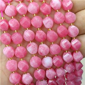 Pink Jade Twist Beads Dye, approx 9-10mm [GB23827]