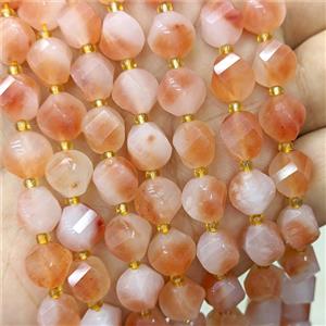 Orange Jade Twist Beads Dye, approx 9-10mm [GB23832]