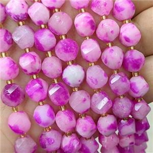 Hotpink Jade Twist Beads Dye, approx 9-10mm [GB23833]