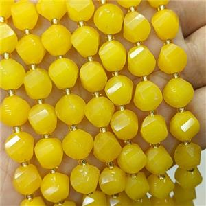 Jade Twist Beads Yellow Dye, approx 9-10mm [GB23835]