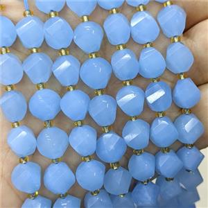 Blue Jade Twist Beads Dye, approx 9-10mm [GB23838]