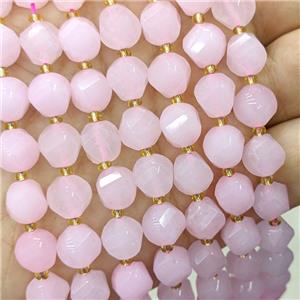 Pink Jade Twist Beads Dye, approx 9-10mm [GB23839]
