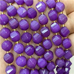 Jade Twist Beads Purple Dye, approx 9-10mm [GB23842]