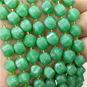 Green Jade Twist Beads Dye, approx 9-10mm [GB23843]