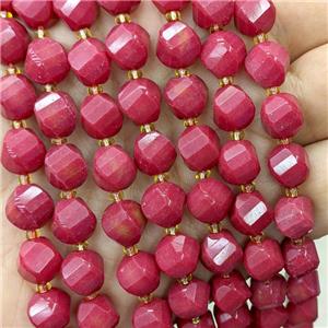 Jade Twist Beads Red Dye, approx 9-10mm [GB23844]