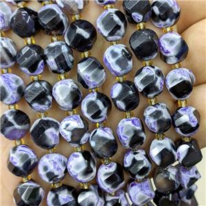 Purple Fire Agate Twist Beads Dye, approx 9-10mm [GB23853]