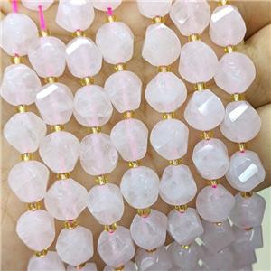 Natural Pink Rose Quartz Twist Beads, approx 9-10mm [GB23883]