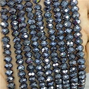Natural Terahertz Stone Beads Faceted Rondelle, approx 2x3mm [GB23890-2X3MM]
