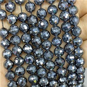 Natural Terahertz Stone Beads Faceted Round, approx 10mm [GB23892-10MM]
