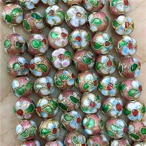 Round Cloisonne Beads Flower, approx 6mm, 65pcs per st [GB23895-6MM]