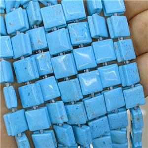 Blue Dye Howlite Turquoise Square Beads, approx 10mm [GB23898]