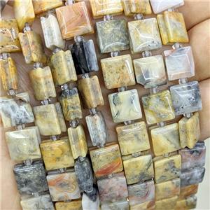 Natural Yellow Crazy Lace Agate Square Beads, approx 10mm [GB23900]
