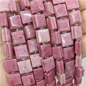 Pink Wood Lace Jasper Square Beads, approx 10mm [GB23908]