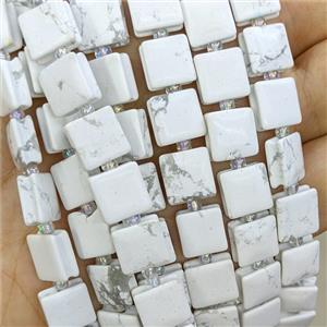 Natural White Howlite Turquoise Square Beads, approx 10mm [GB23909]