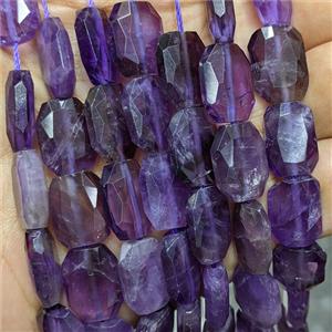 Natural Purple Amethyst Beads Faceted Rectangle, approx 12-16mm [GB23924]