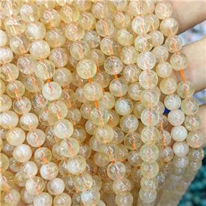 Natural Yellow Citrine Beads Smooth Round, approx 6mm [GB23930]