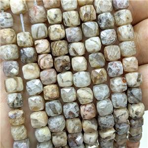 Natural Feldspar Jasper Beads Faceted Cube, approx 6-8mm [GB23939]