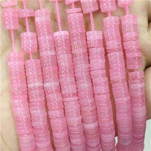 Pink Jade Heishi Beads Dye, approx 1x6mm [GB23941]