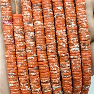 Orange Imperial Jasper Heishi Space Beads Dye, approx 1x6mm [GB23953]