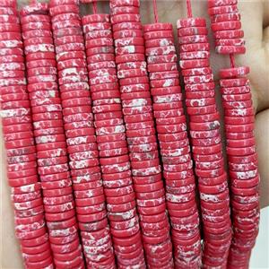 Red Imperial Jasper Heishi Beads Dye, approx 1x6mm [GB23955]