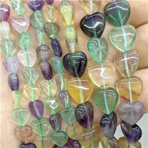 Natural Fluorite Heart Beads Multicolor, approx 8mm [GB23982-8MM]