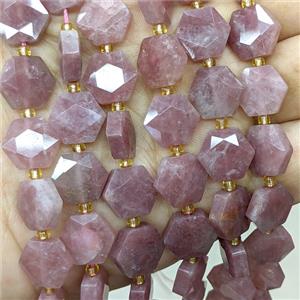 Rose Quartz Hexagon Beads, approx 12mm [GB23991]