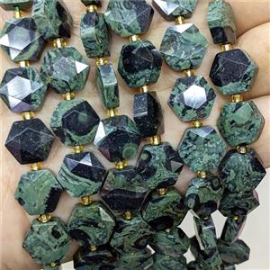 Natural Green Kambaba Jasper Hexagon Beads, approx 12mm [GB23993]
