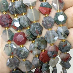 Natural African Bloodstone Hexagon Beads, approx 12mm [GB23995]