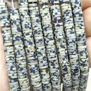 Black Dalmatian Jasper Heishi Beads Matte, approx 6mm [GB24017]