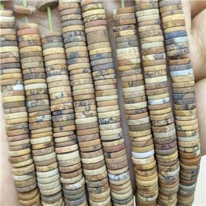 Picture Jasper Heishi Beads Matte, approx 6mm [GB24025]
