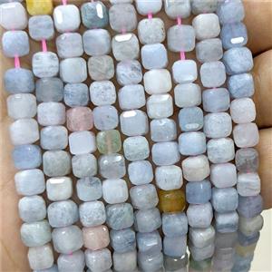 Natural Blue Aquamarine Beads Faceted Cube, approx 6mm [GB24034]