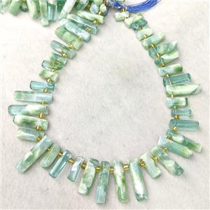 Green Brazilian Peacock Angelite And Glass Stick Beads Topdrilled, approx 7-30mm [GB24042]