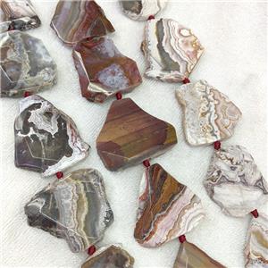 Natural Mexican Crazy Lace Agate Slice Beads Freeform, approx 30-45mm [GB24050]
