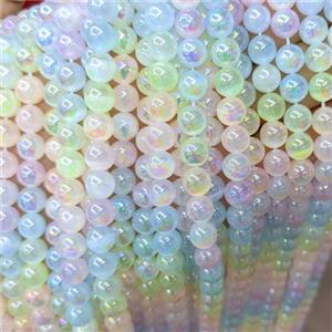 Natural Selenite Beads Multicolor Dye Smooth Round Electroplated, approx 10mm [GB24062-10MM]
