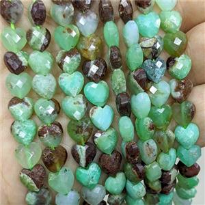 Natural Australian Chrysoprase Heart Beads Green Faceted, approx 8mm [GB24065]
