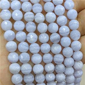 Natural Blue Lace Agate Beads Faceted Round, approx 8mm [GB24066]