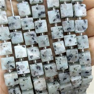 Natural Kiwi Jasper Cube Beads, approx 8mm [GB24078]