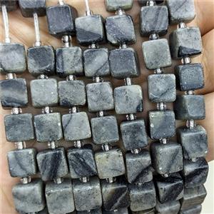 Black Silk Jasper Cube Beads, approx 8mm [GB24082]