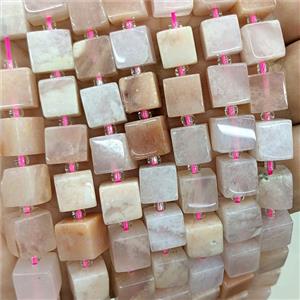 Natural Pink Aventurine Cube Beads, approx 8mm [GB24088]