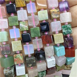 Mix Gemstone Cube Beads, approx 8mm [GB24089]