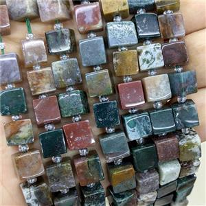 Natural Indian Agate Cube Beads Multicolor, approx 8mm [GB24093]