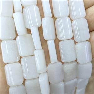 Natural White Nephrite Jade Rectangle Beads Dye, approx 13-18mm [GB24119]