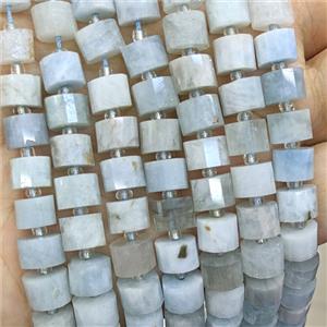 Natural Aquamarine Beads Tube Faceted, approx 8mm [GB24132]