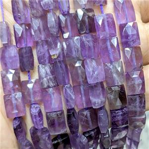 Natural Purple Amethyst Beads Faceted Rectangle, approx 8-10mm [GB24141]