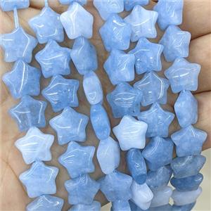 Natural Aquamarine Star Beads Blue Treated, approx 15mm [GB24160]