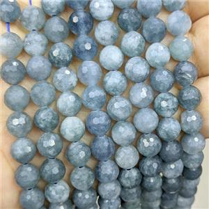 Jade Beads Dye faceted Round Bluegray, approx 8mm [GB24181]