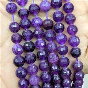 Purple Jade Beads Dye faceted Round, approx 8mm [GB24201]