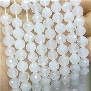 White Jade Beads Dye faceted Round, approx 8mm [GB24203]
